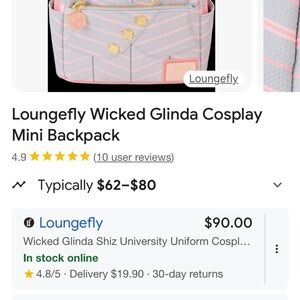 Loungefly Pink and Gray Striped Backpack